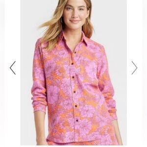 Universal Thread Long Sleeve Floral Pattern Button Down Shirt